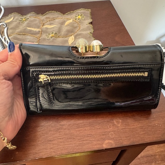 Ted Baker Black Clutch/ wallet with Gold Accents and outside zipper. - Picture 6 of 7